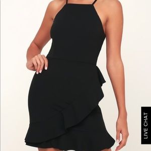 Black ruffled bodycon dress